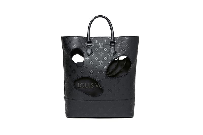 Rei Kawakubo x Louis Vuitton Bag With Holes COMME des GARÇONS Tote 2014 Reissue Black Monogram Leather Ginza Namiki-dori Store