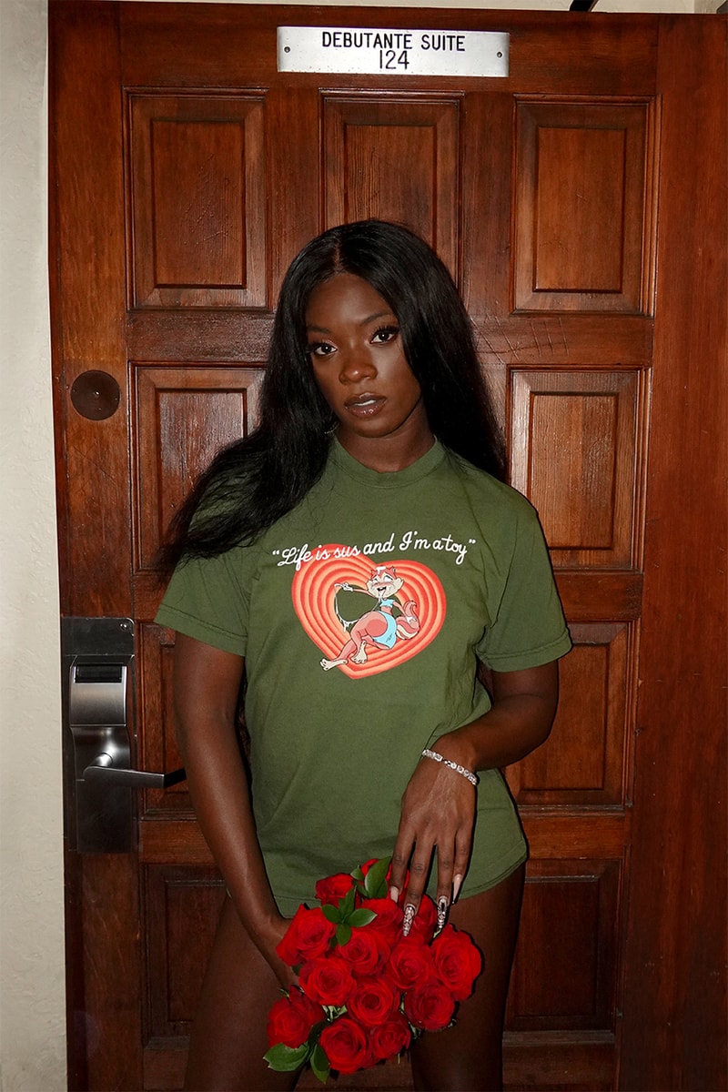 richardson valentines day capsule collection sweater jumper crewneck t shirt army green black ana foxx erotica magazine streetwear clothing motel heart looney tunes cartoon character 