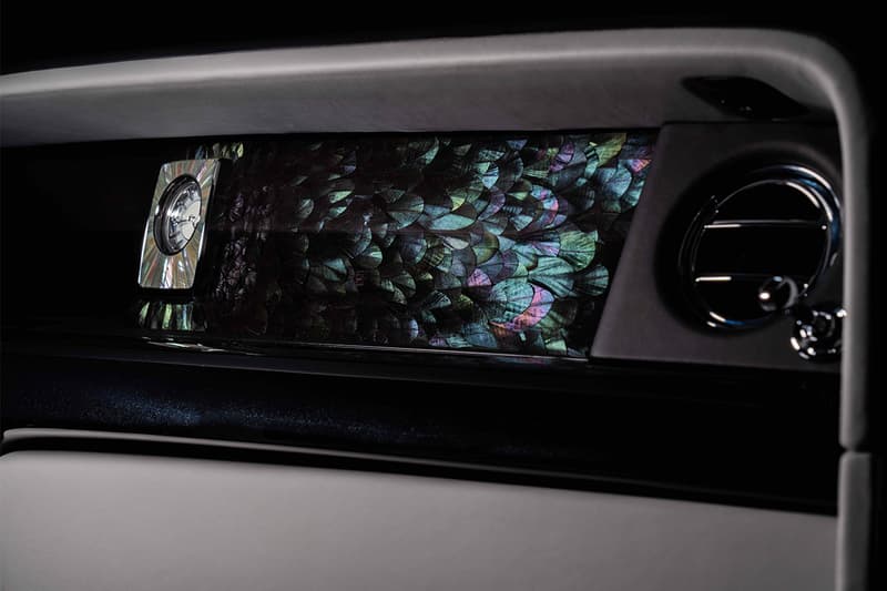 rolls royce nature squared abu dhabi phantom gallery bespoke custom bird tail feathers iridescent opulence special edition