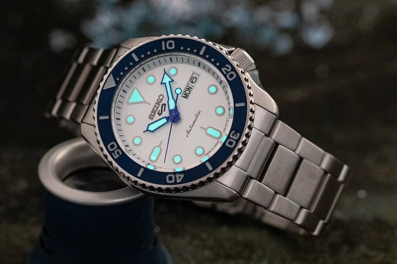 Seiko Readies for Its 140th Anniversary With New SRPG47 Seiko 5 Sports Watch blue snow dial white timepiece wristwatches automatic Japan 