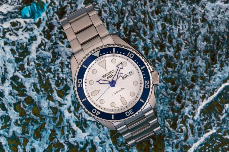 Seiko Readies for Its 140th Anniversary With New SRPG47 Seiko 5 Sports Watch blue snow dial white timepiece wristwatches automatic Japan 