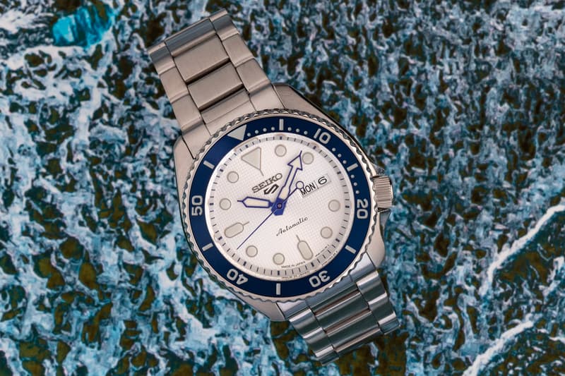 Seiko Readies for Its 140th Anniversary With New SRPG47 Seiko 5 Sports Watch blue snow dial white timepiece wristwatches automatic Japan