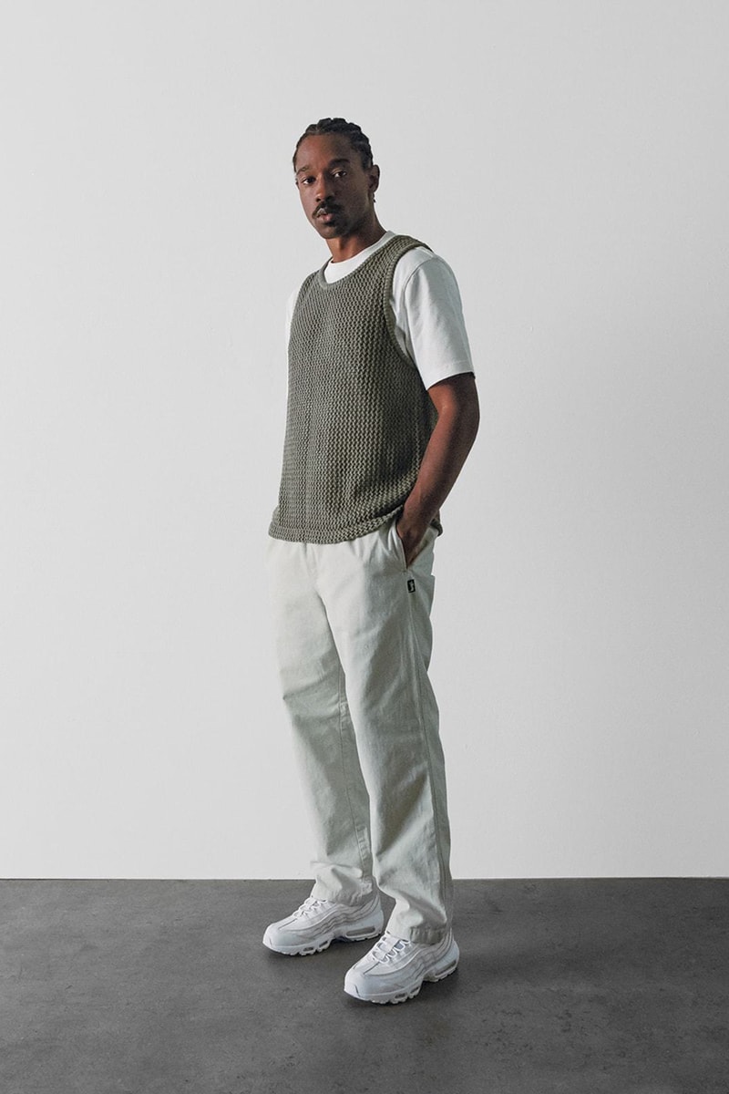Stüssy Spring 2021 Collection Lookbook Release Information Drop Date Nike Air Huarache LE S21 Liam MacRae Cozy Sherpa Outerwear Hawaiian Prints Shirts T-Shirts Sweaters 8 Ball Print Knit Trousers Jackets Coats