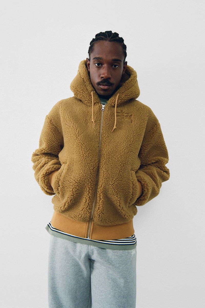 Stüssy Spring 2021 Collection Lookbook Release Information Drop Date Nike Air Huarache LE S21 Liam MacRae Cozy Sherpa Outerwear Hawaiian Prints Shirts T-Shirts Sweaters 8 Ball Print Knit Trousers Jackets Coats