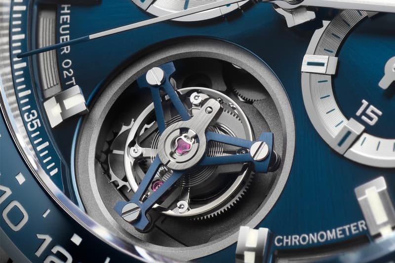 2021 Tag Heuer Carrera Heuer 02 Tourbillon Blue Dial First Look Tag Heuer Carrera Sport Carrera Tourbillon CAR5A8C new 2021 Carrera Tourbillon- the first Heuer 02T model to have a conventional dial skeleton dial Jean-Claude Biver