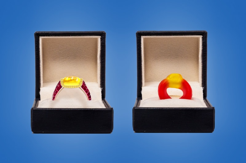 Taylor & Hart Haribo Inspired Cabochon Diamond Ruby Ring rubies invisible set sapphire rings accessories diamonds fancy yellow london jewelry 