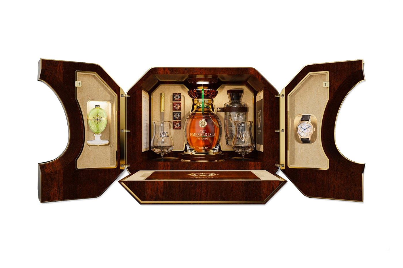 The Craft Irish Whiskey Co. Emerald Isle Fabergé whiskey collection diamonds russian luxury drinks alcohol sets walnut rare auctions 