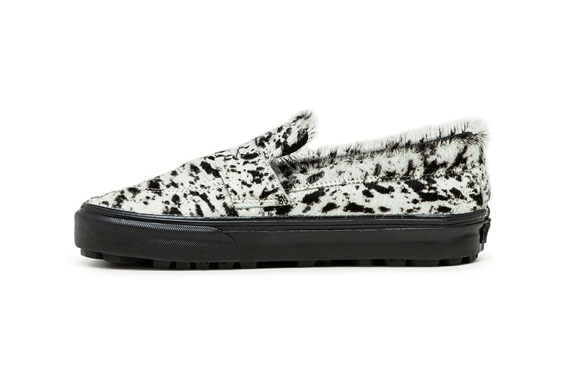 Vans Vault UA OG Style 53 LX Pony White Black VN0A5HUV4XA1 Faux Hair Cow Print Off the Wall Heel Tab Vulcanized Rubber Sole Unit Waffle Outsole