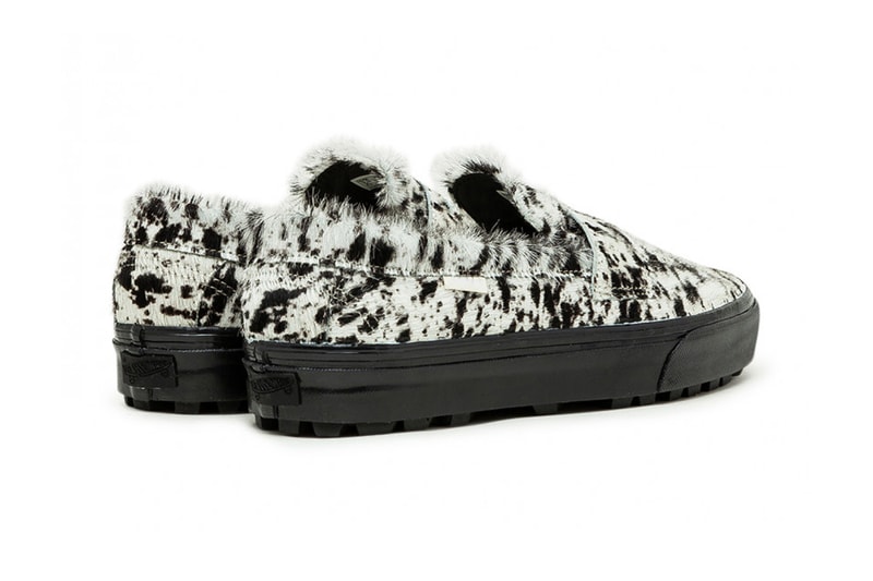 Vans Vault UA OG Style 53 LX Pony White Black VN0A5HUV4XA1 Faux Hair Cow Print Off the Wall Heel Tab Vulcanized Rubber Sole Unit Waffle Outsole