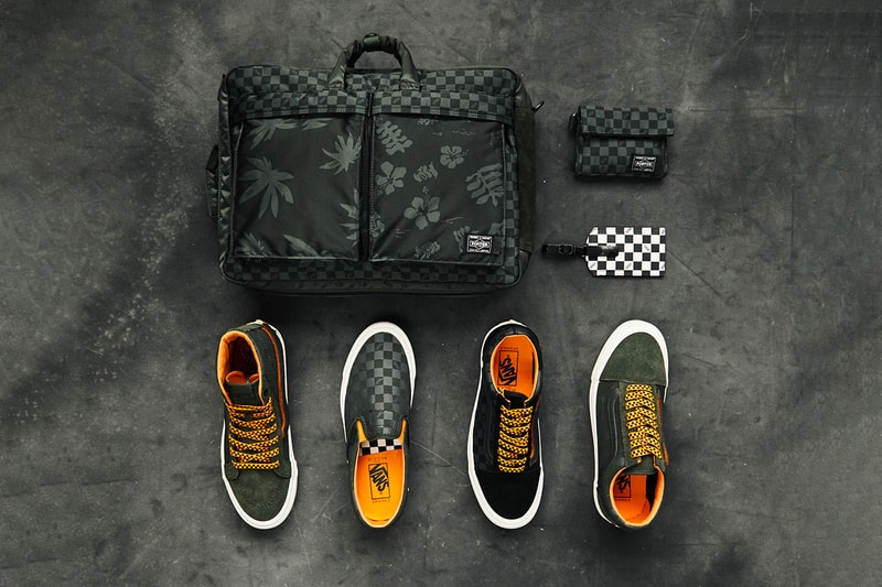 porter yoshida vault by vans old skool slip on sk8 hi luggage footwear black forest night orange aloha floral checkerboard release details