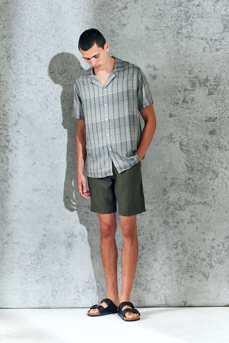 wax london spring summer 2021 sweden minimal london british summer italian relaxed Riviera swim shorts shirts button recycyled sustainable french mill france green energy  