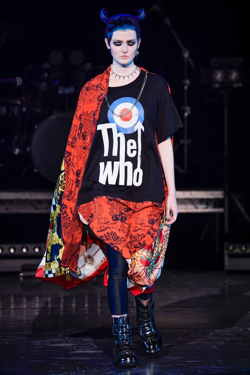 Junya Watanabe Fall/Winter 2021 Collection Runway show presentation fw21 womenswear versace scarf collaboration classic rock bands the who acdc aerosmith rolling stones sex pistols def leppard