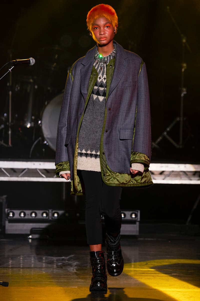 Junya Watanabe Fall/Winter 2021 Collection Runway show presentation fw21 womenswear versace scarf collaboration classic rock bands the who acdc aerosmith rolling stones sex pistols def leppard