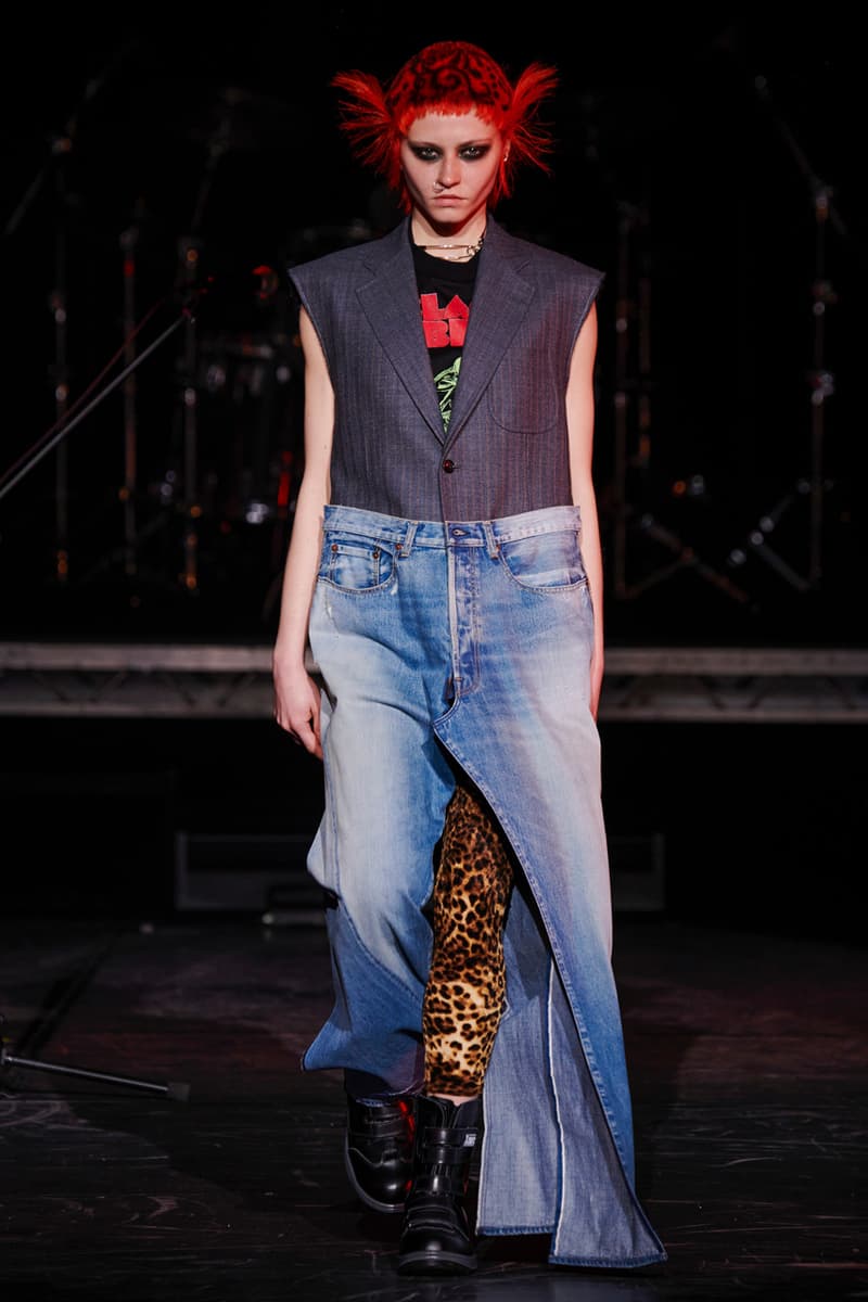 Junya Watanabe Fall/Winter 2021 Collection Runway show presentation fw21 womenswear versace scarf collaboration classic rock bands the who acdc aerosmith rolling stones sex pistols def leppard