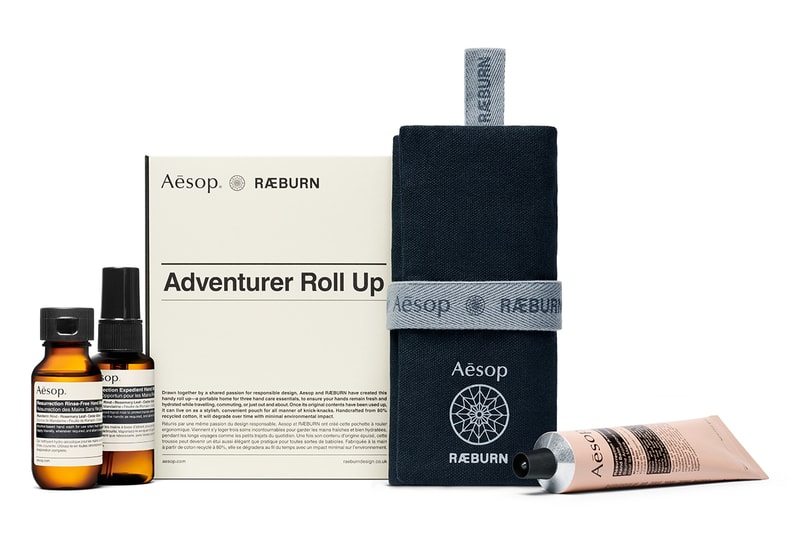 Aesop RÆBURN Travel Essentials Christopher Raeburn handcare skincare hygiene coronavirus commuting public rinse free mist pouch recycled upcycled sustainable functional fashion design product 