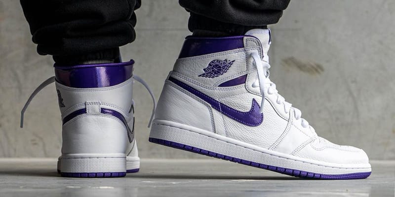 jordan 1 court purple on feet