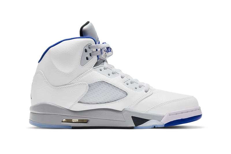 white blue jordan 5