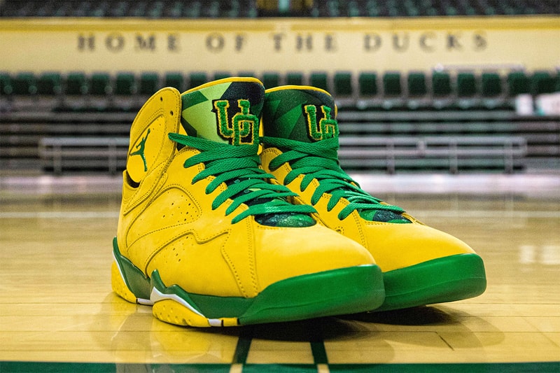 air jordan 7 oregon ducks pe yellow green white men womens ncaa tournament info jordan brand 