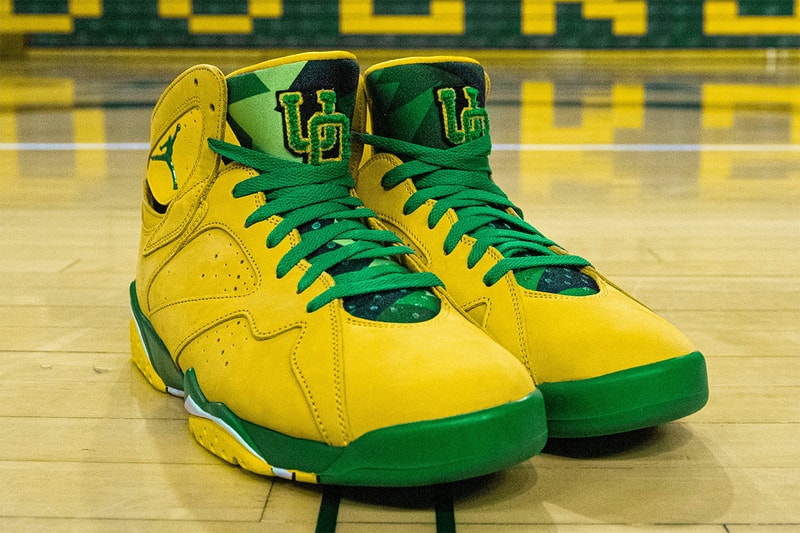 air jordan 7 oregon ducks pe yellow green white men womens ncaa tournament info jordan brand 