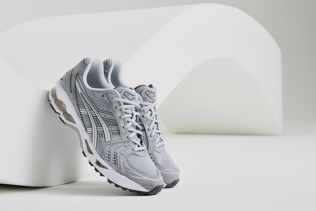 ASICS GEL-KAYANO™ suede mesh contruction Series Toshikazu Kayano 14 Hidenori Yamashita construction improved upper metallic silver flare reflective nostalgia 2000s aesthetic running performance shoe style sneaker