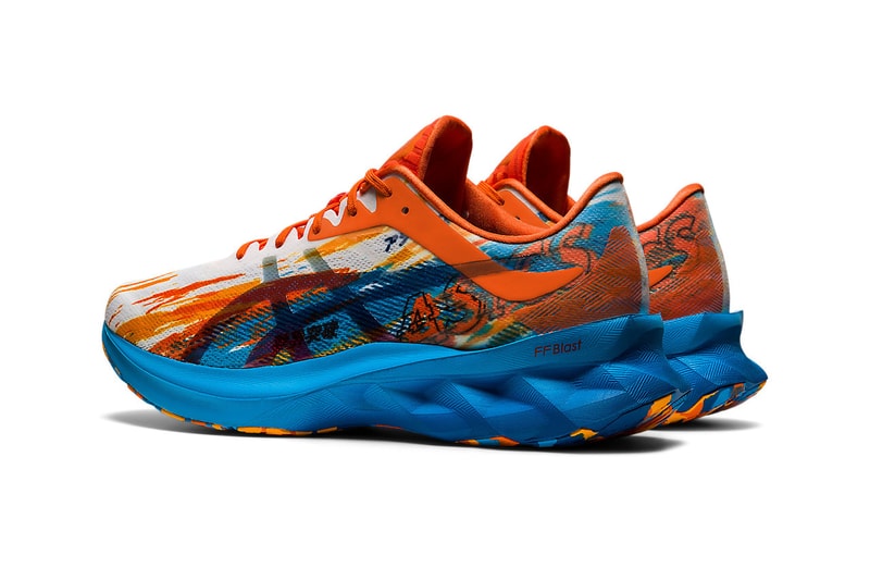Asics novablast orange blue digital aqua running sneakers trainers when do they drop