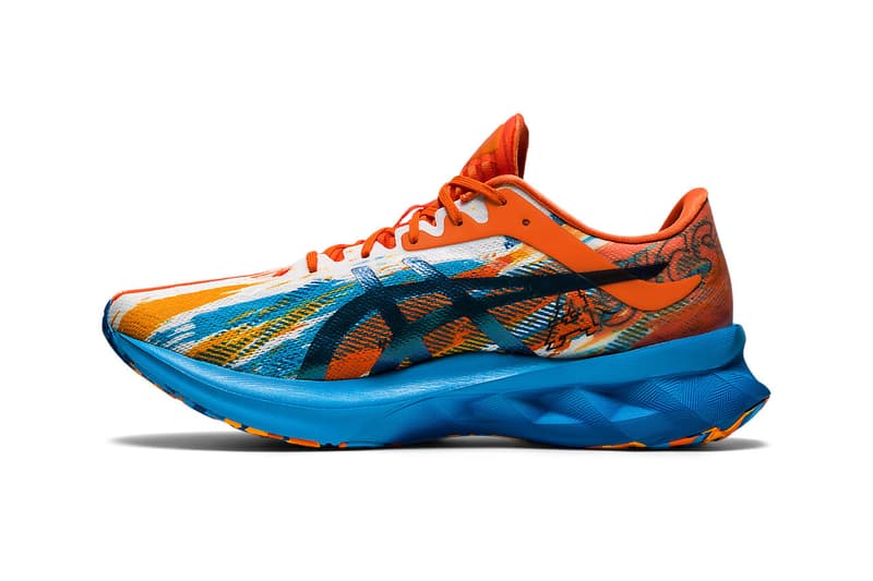 Asics novablast orange blue digital aqua running sneakers trainers when do they drop