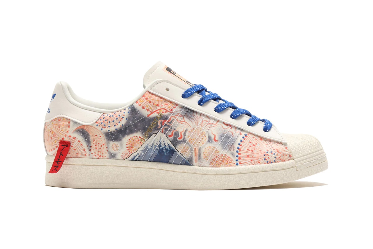 atmos adidas originals superstar mt fuji collaboration cream white red blue gx7791 official release date info photos price store list buying guide