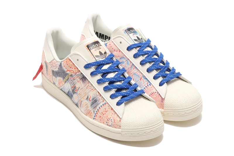 atmos adidas originals superstar mt fuji collaboration cream white red blue gx7791 official release date info photos price store list buying guide