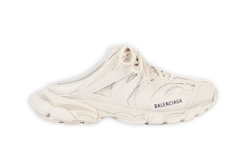 Balenciaga Track Mule Black White Beige Sneaker Footwear Mules Release Information First Look Drop Date Demna Gvasalia Vetements Triple S Shoe Work From Home Comfort Cozy Lazy Indoor Slippers Sandals Backless YouTube Facebook Google Twitter TikTok Trends Viral Meme