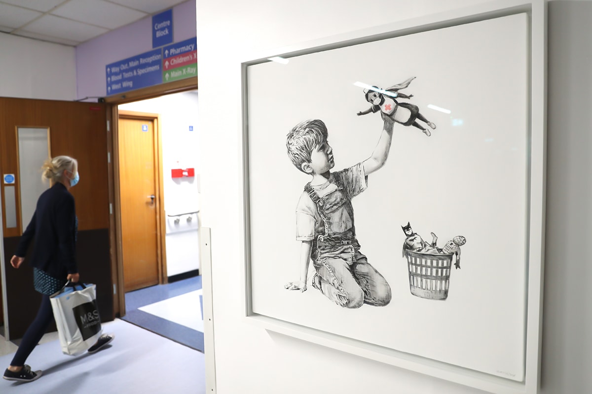 Banksy 'Game Changer' Auction Record Christie's London World Auction Record 20th Century Art Evening Sale Southampton General Hospital NHS Covid coronavirus contemporary art 