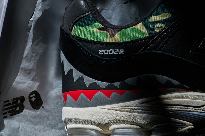 bape a bathing ape new balance 2002r shark camo official release date info photos price store list buying guide