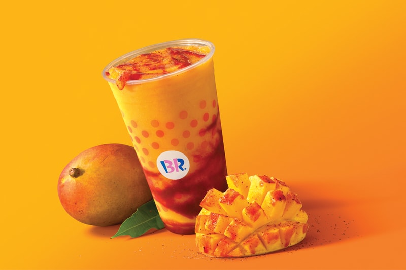 Baskin Robbins Launches New Mangonada Beverage Sweet Savory Mexican Mexico hint of spice tajin seasoning ice cream 31 puree sea salt lime mild chili peppers 