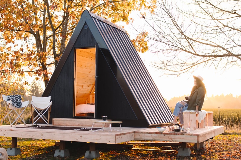 Bivvi Camp Towable Modular A-Frame Cabin outdoors tiny homes off the grid solar sustainability 