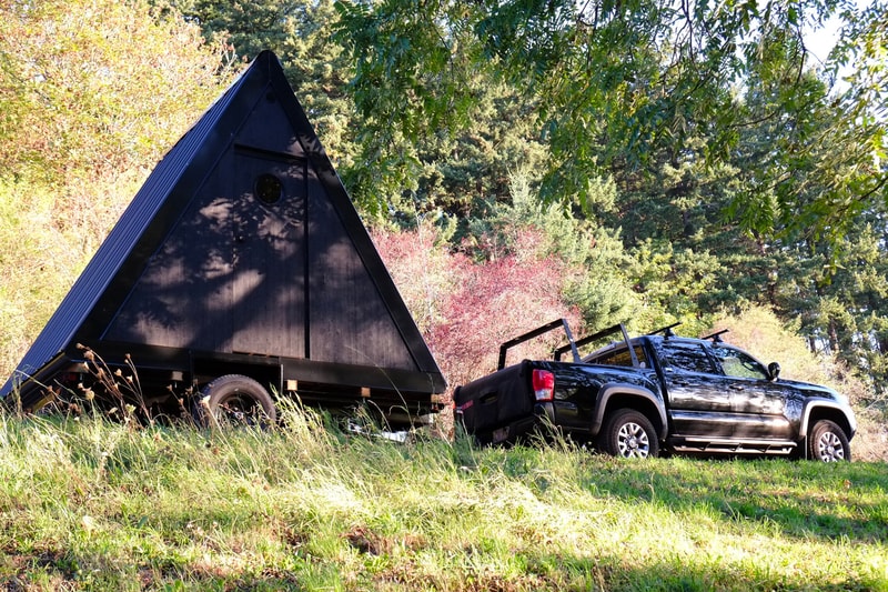 Bivvi Camp Towable Modular A-Frame Cabin outdoors tiny homes off the grid solar sustainability 