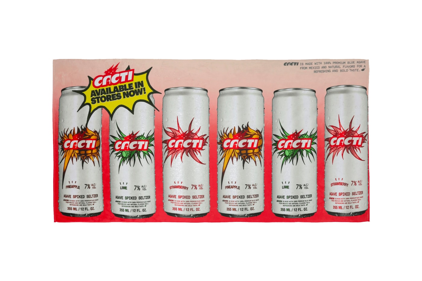 CACTI Spiked Seltzer official merch release travis scott alcohol drinks rapper hip -hop endorsements Anheuser-Busch