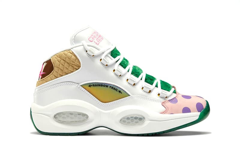 candy land reebok question mid allen iverson board game white pixie pink goal green rainbow trail tan brown polka dots GZ8826 official release date info photos price store list buying guide