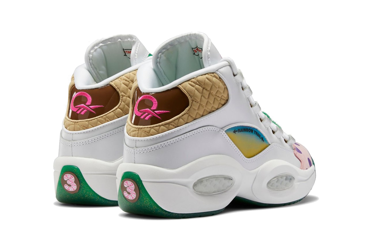 candy land reebok question mid allen iverson board game white pixie pink goal green rainbow trail tan brown polka dots GZ8826 official release date info photos price store list buying guide