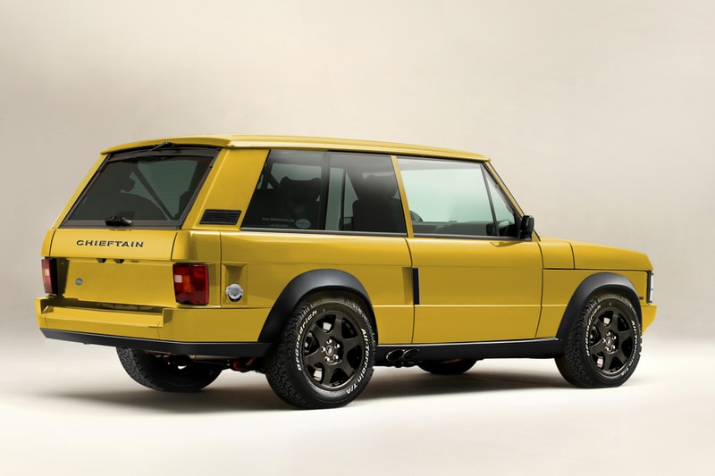Jensen International Automotive Chieftain Range Rover Xtreme Restomod Custom Build Land Rover SUV 4x4 Off-Road Luxury 700 HP Supercharged V8 2 Door Bodyshell Body Kit Wide Yellow Rims Black 