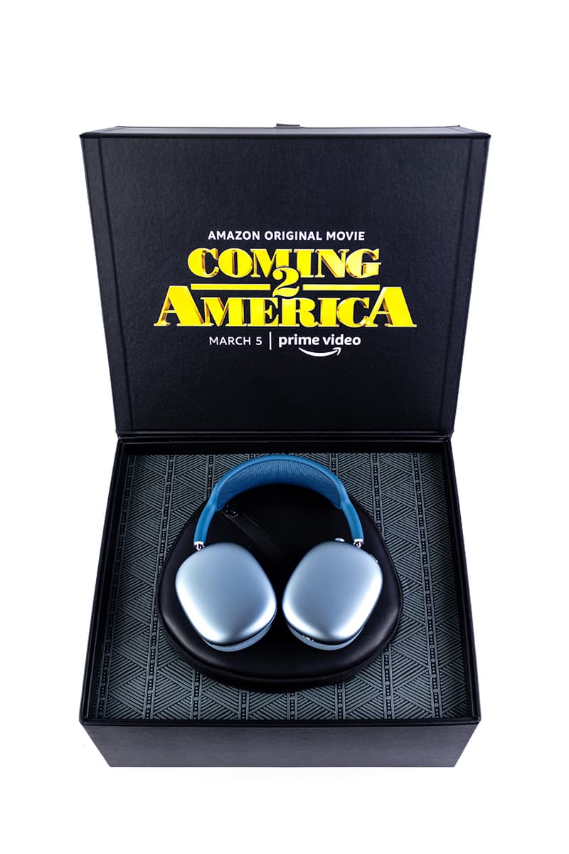 'Coming 2 America' Eddie Murphy Amazon Prime Video Apple AirPods Max Gianni Lee No Vacancy Inn Bomber Jacket L’Enchanteur Jewelry Prince Akeem Promo Material Film Watch Online Stream