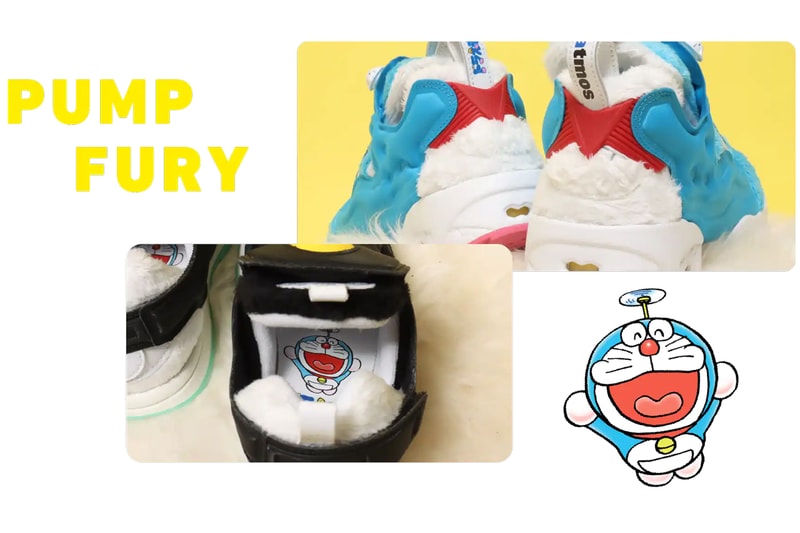 Doraemon atmos reebok instapump fury mens kids blue white red black green official release date info photos price store list buying guide gv7287 gv7288 