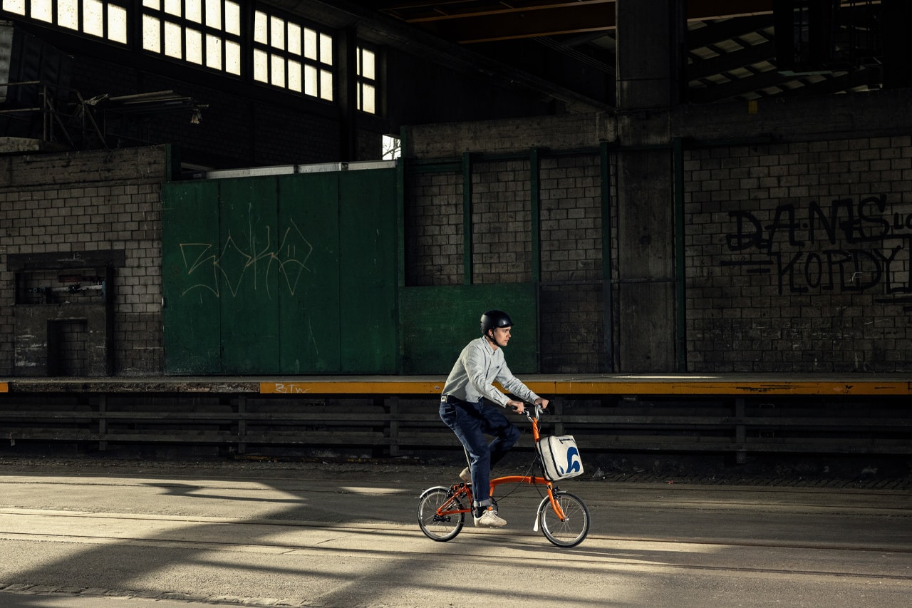 Freitag x Brompton Collaboration Information fold up bike bags commuter bike
