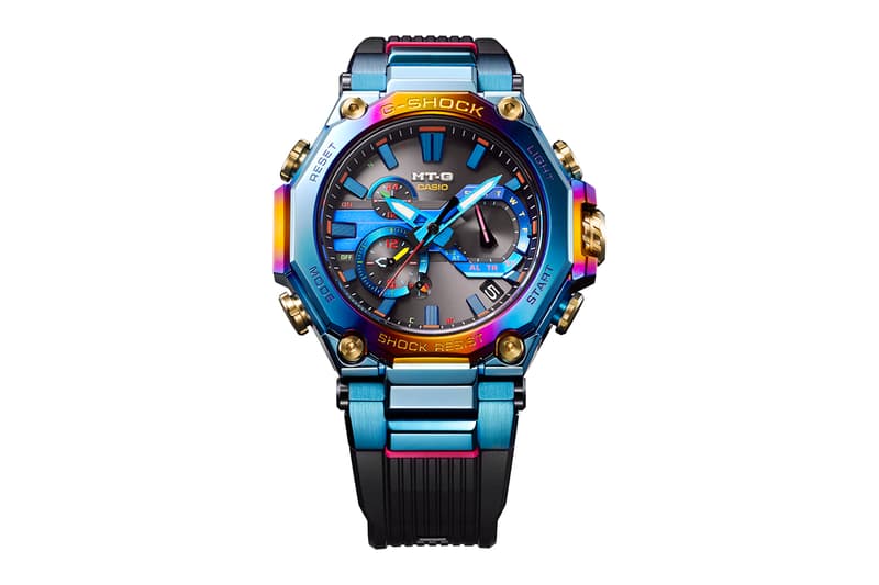 GSHOCK Uses Unique Rainbow IP Treatment and Multi Colored Dial to Create The MT-G Blue Pheonix