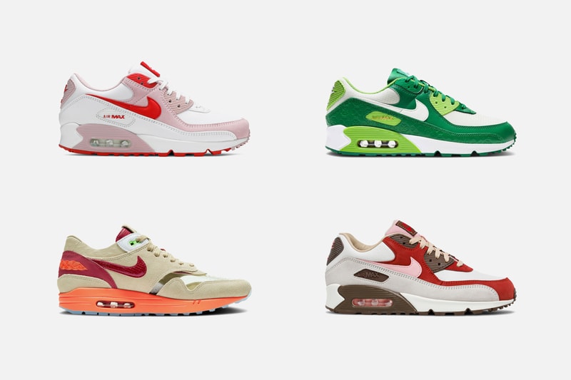 DQM x Air Max 90 "Bacon" 2021, CLOT x Air Max 1 "Kiss of Death" 2021, Air VaporMax EVO NRG "Collector's Closet", Air Max 90 "St. Patrick's Day", Wmns Air Max 90 "Love Letter", Air Max 95 NDSTRKT "Neon"