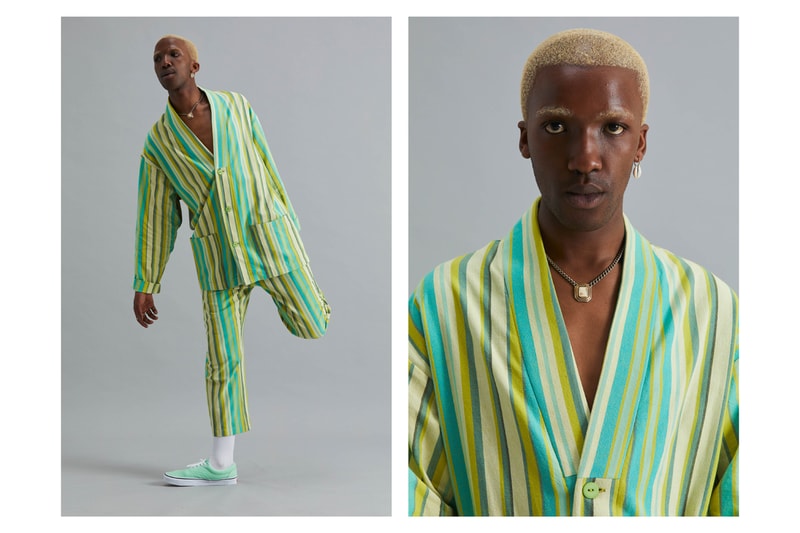Good Good Good Spring/Summer 2021 Collection Lookbook South African Brand Emerging Designer Sustainability Kenyan Kokoi Fabric Deadstock Stripes Vertical Horizontal 