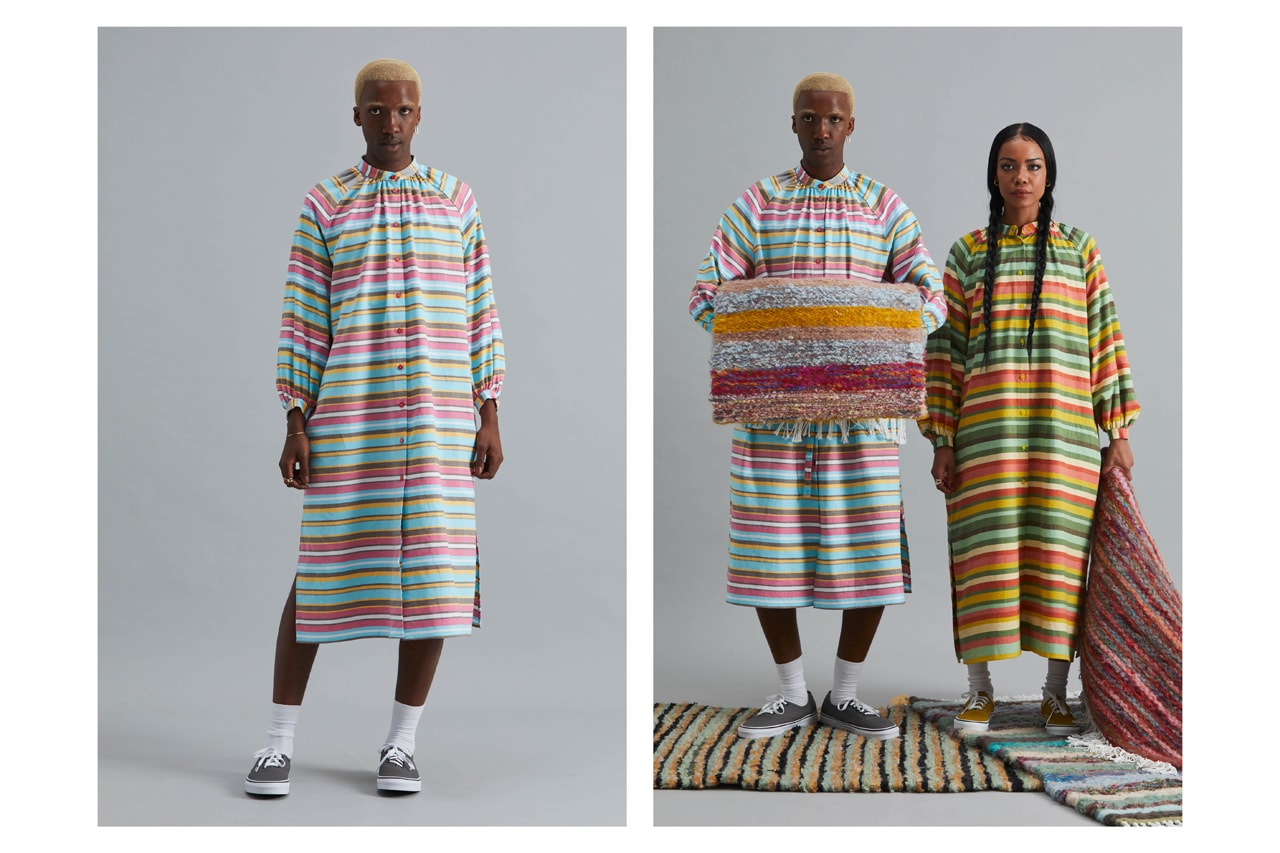 Good Good Good Spring/Summer 2021 Collection Lookbook South African Brand Emerging Designer Sustainability Kenyan Kokoi Fabric Deadstock Stripes Vertical Horizontal 