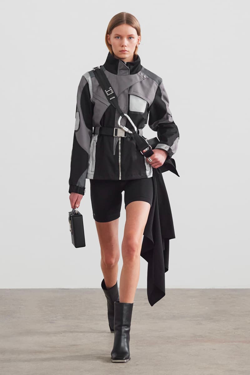 HELIOT EMIL FW21 Unstable Equilibrium Collection Asymmetry nylon leather wool black grey cream