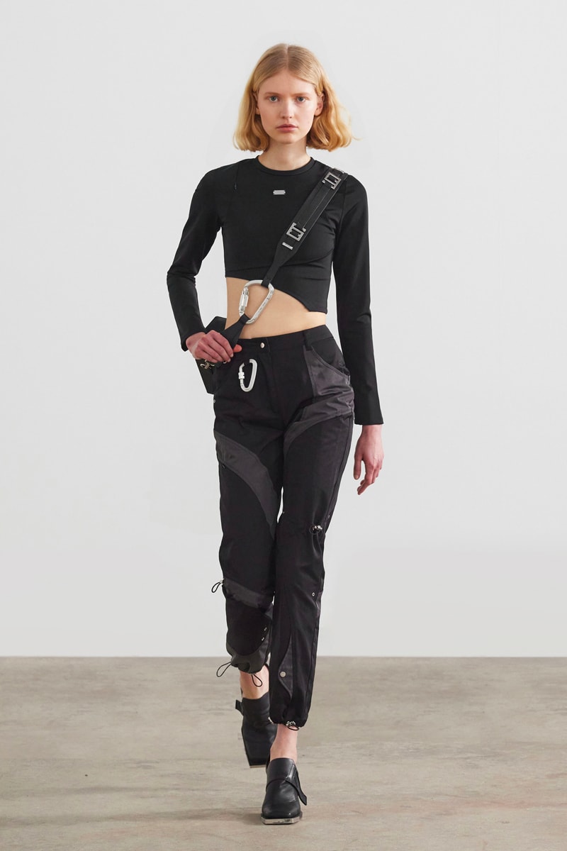 HELIOT EMIL FW21 Unstable Equilibrium Collection Asymmetry nylon leather wool black grey cream