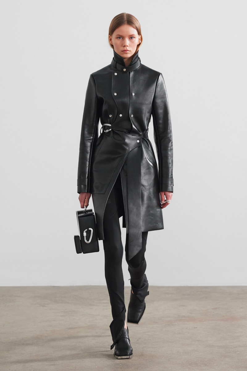 HELIOT EMIL FW21 Unstable Equilibrium Collection Asymmetry nylon leather wool black grey cream