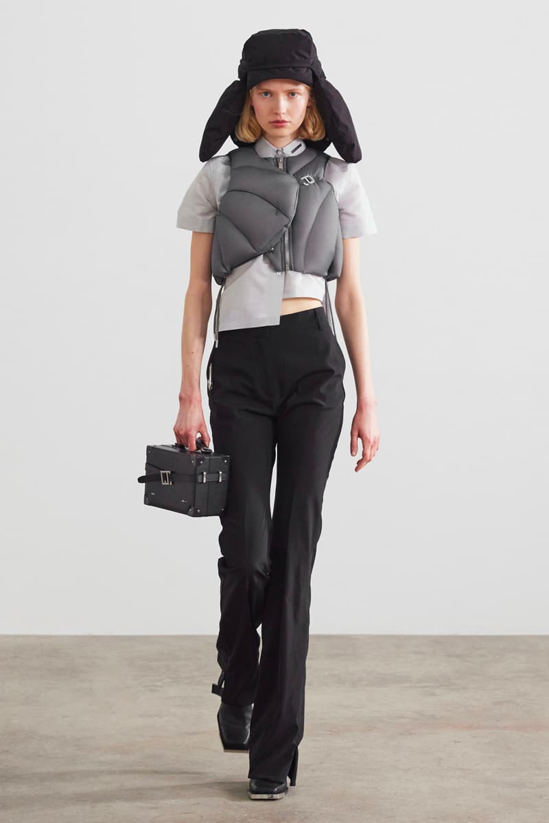 HELIOT EMIL FW21 Unstable Equilibrium Collection Asymmetry nylon leather wool black grey cream