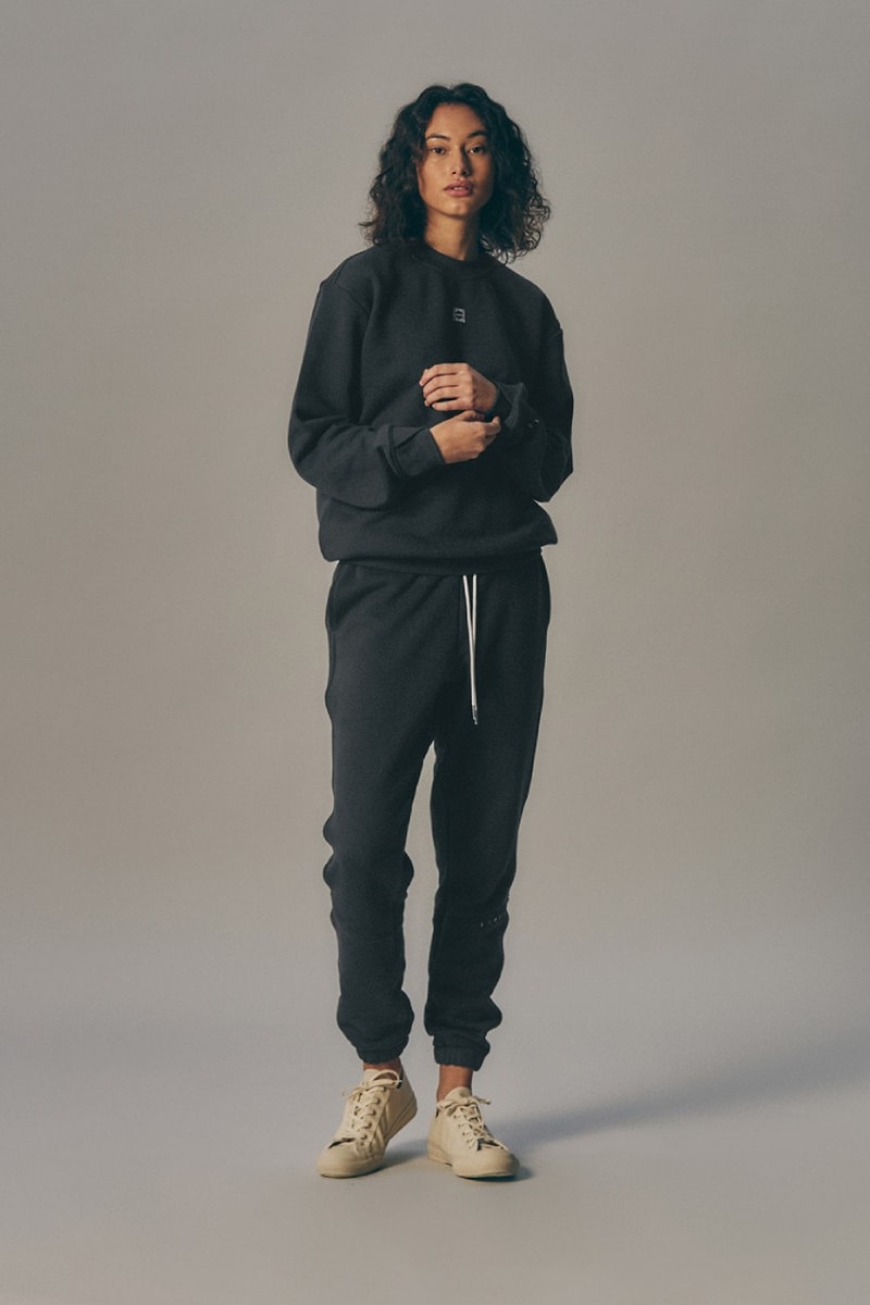 IISE Spring Essential Line Lookbook Info 2021 staples ethical organic cotton hoodie crewneck sweatpants Charcoal Blue Clay Rose